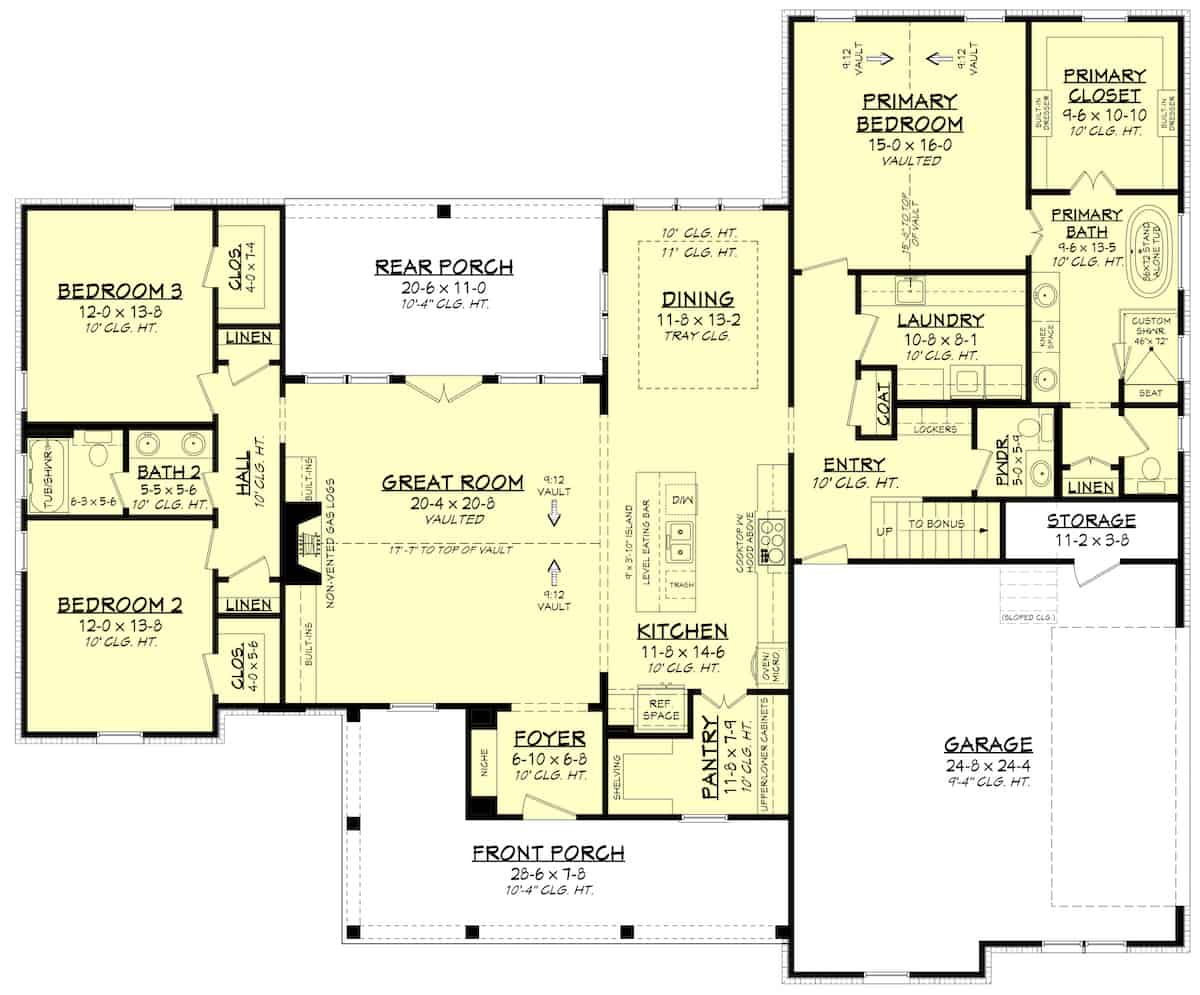 Main Level of Contemporary Plan #142-1254