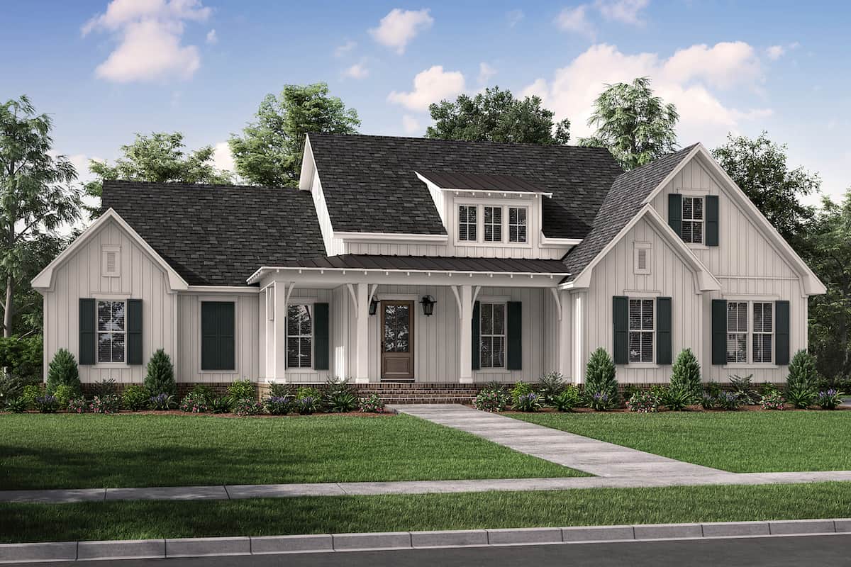 Farmhouse style house (ThePlanCollection: Plan #142-1254)