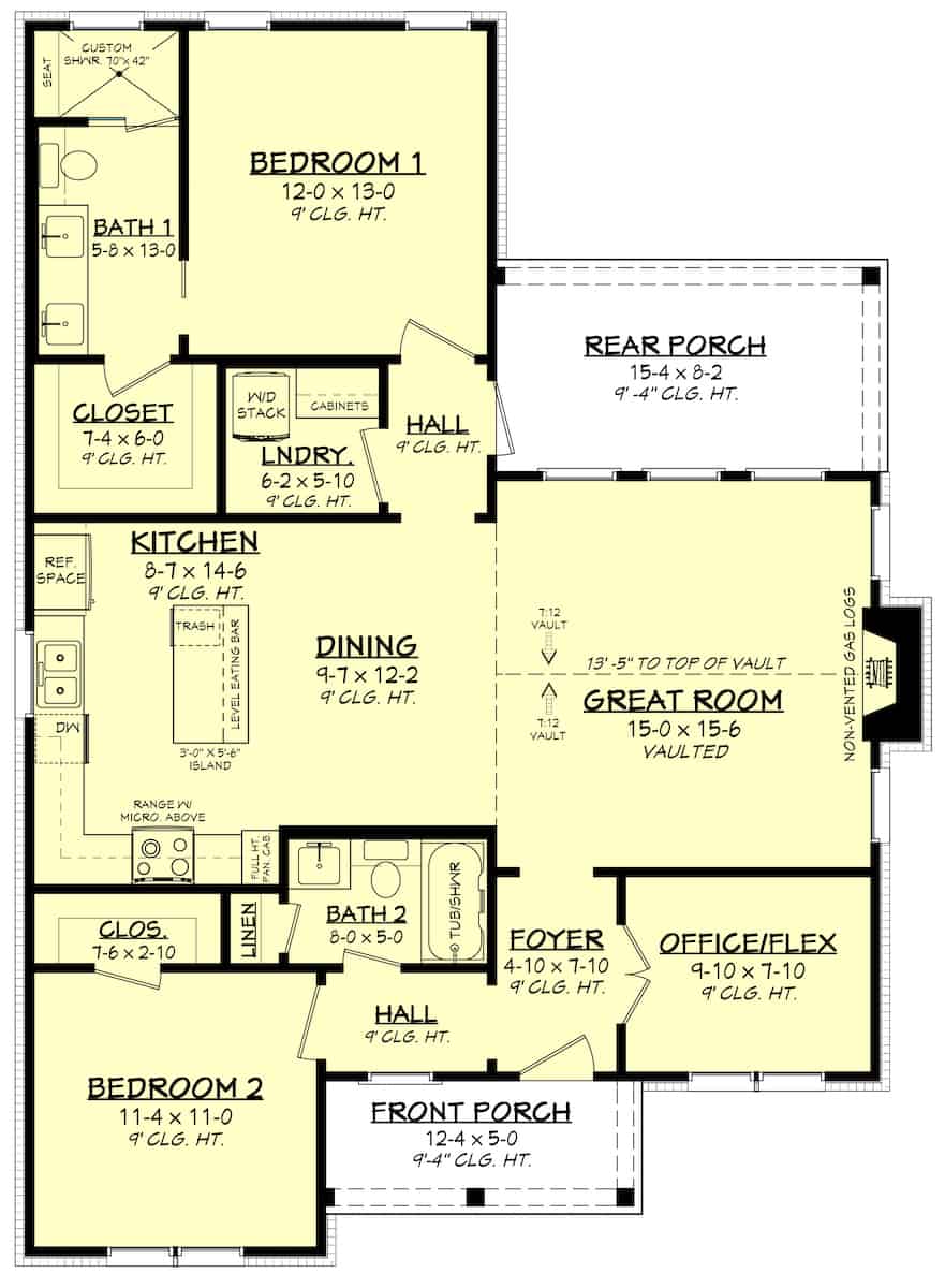 Main Level of Contemporary Plan #142-1255