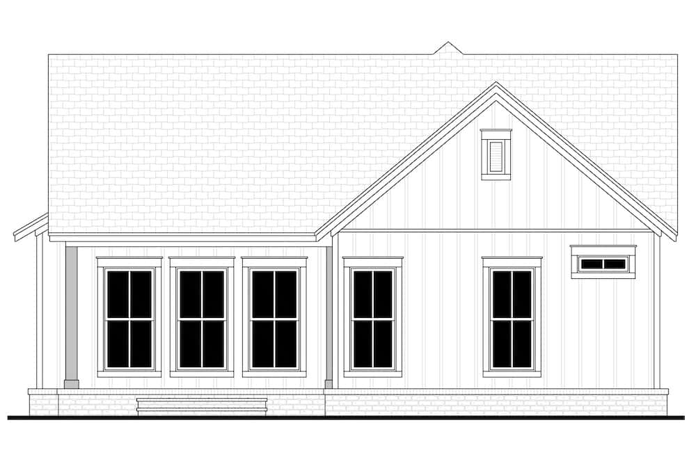 Home Plan Rear Elevation of this 2-Bedroom,1254 Sq Ft Plan -142-1255