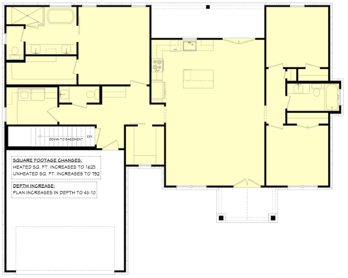 Main Level of Contemporary Plan #142-1256