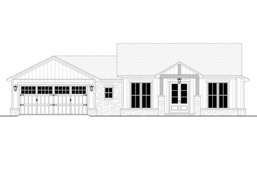 Home Plan Front Elevation of this 3-Bedroom,1599 Sq Ft Plan -142-1256