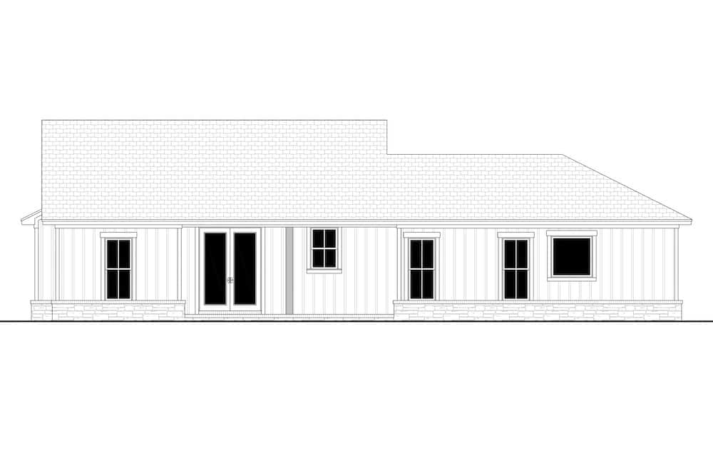 Home Plan Rear Elevation of this 3-Bedroom,1599 Sq Ft Plan -142-1256
