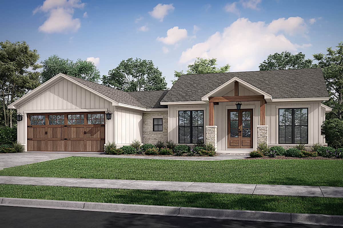 Country Ranch house (ThePlanCollection: Plan #142-1256)