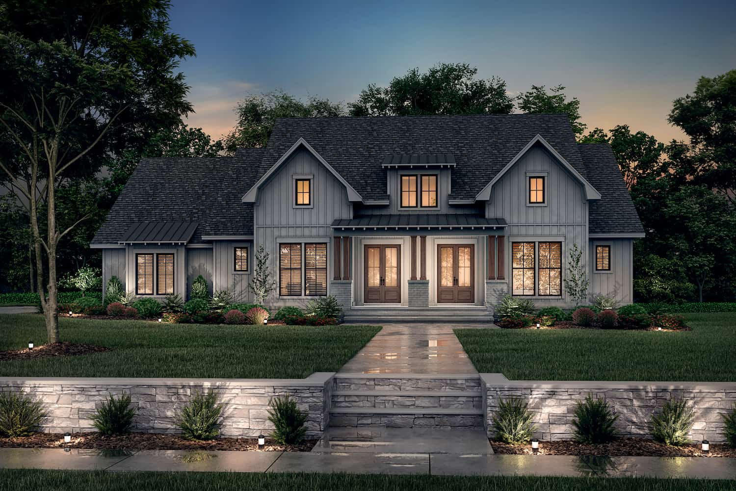 Home at Night of this 3-Bedroom, 2668 Sq Ft Plan - 142-1259