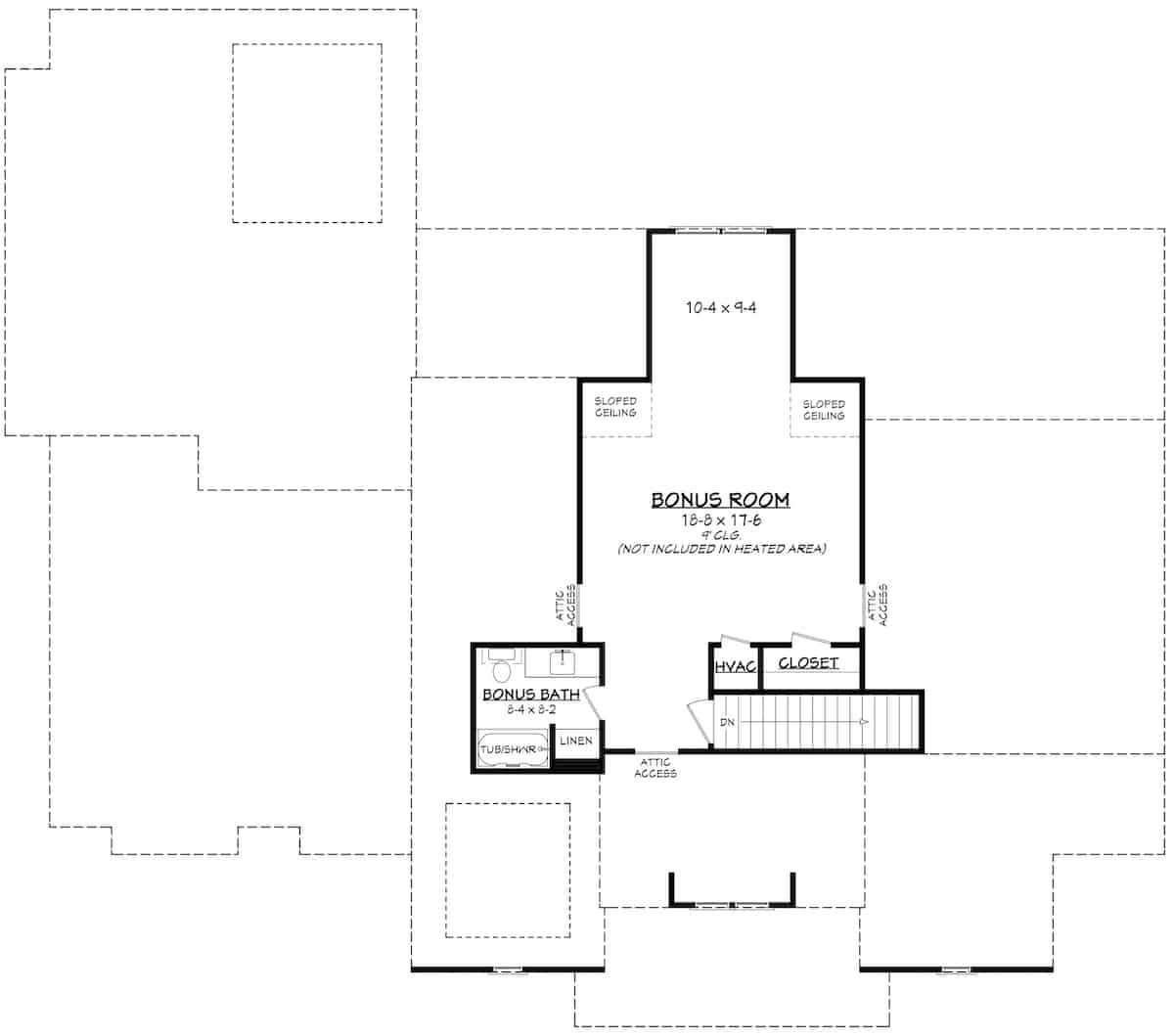 Upper Level of Farmhouse Plan #142-1259