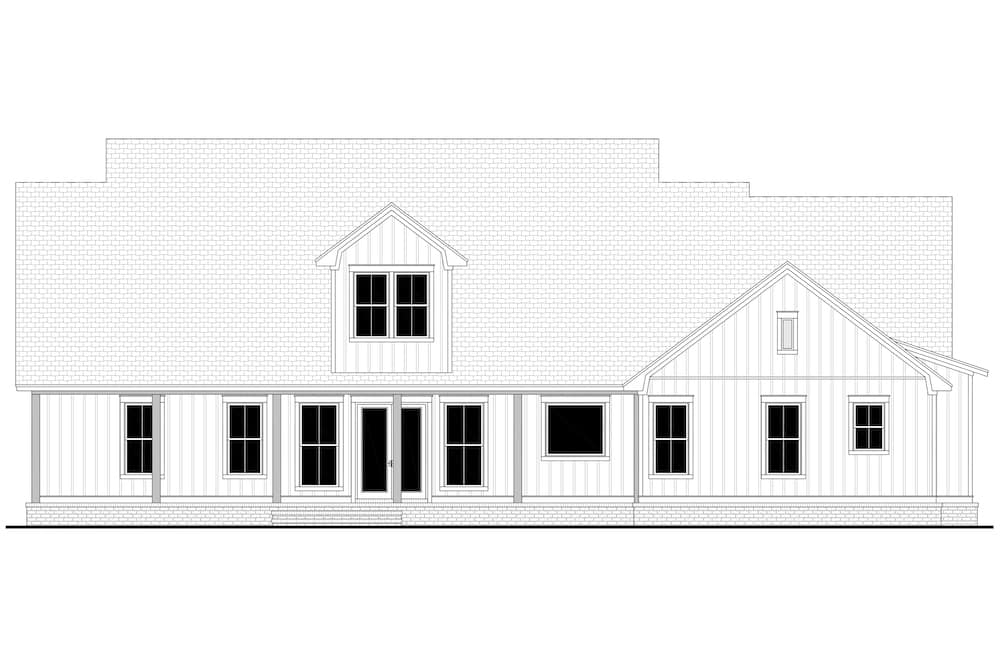 Home Plan Rear Elevation of this 3-Bedroom,2668 Sq Ft Plan -142-1259