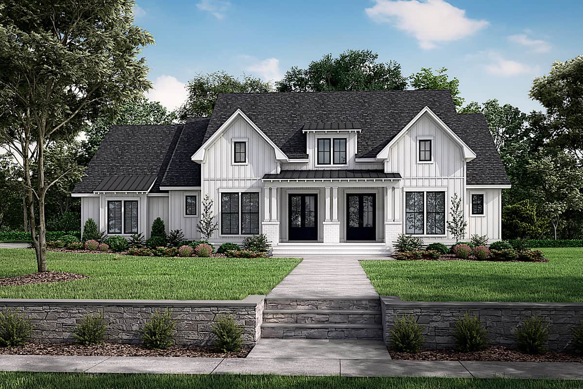 Modern Farmhouse home (ThePlanCollection: Plan #142-1259)