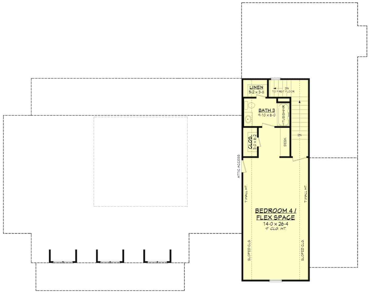 Upper Level of Farmhouse Plan #142-1261