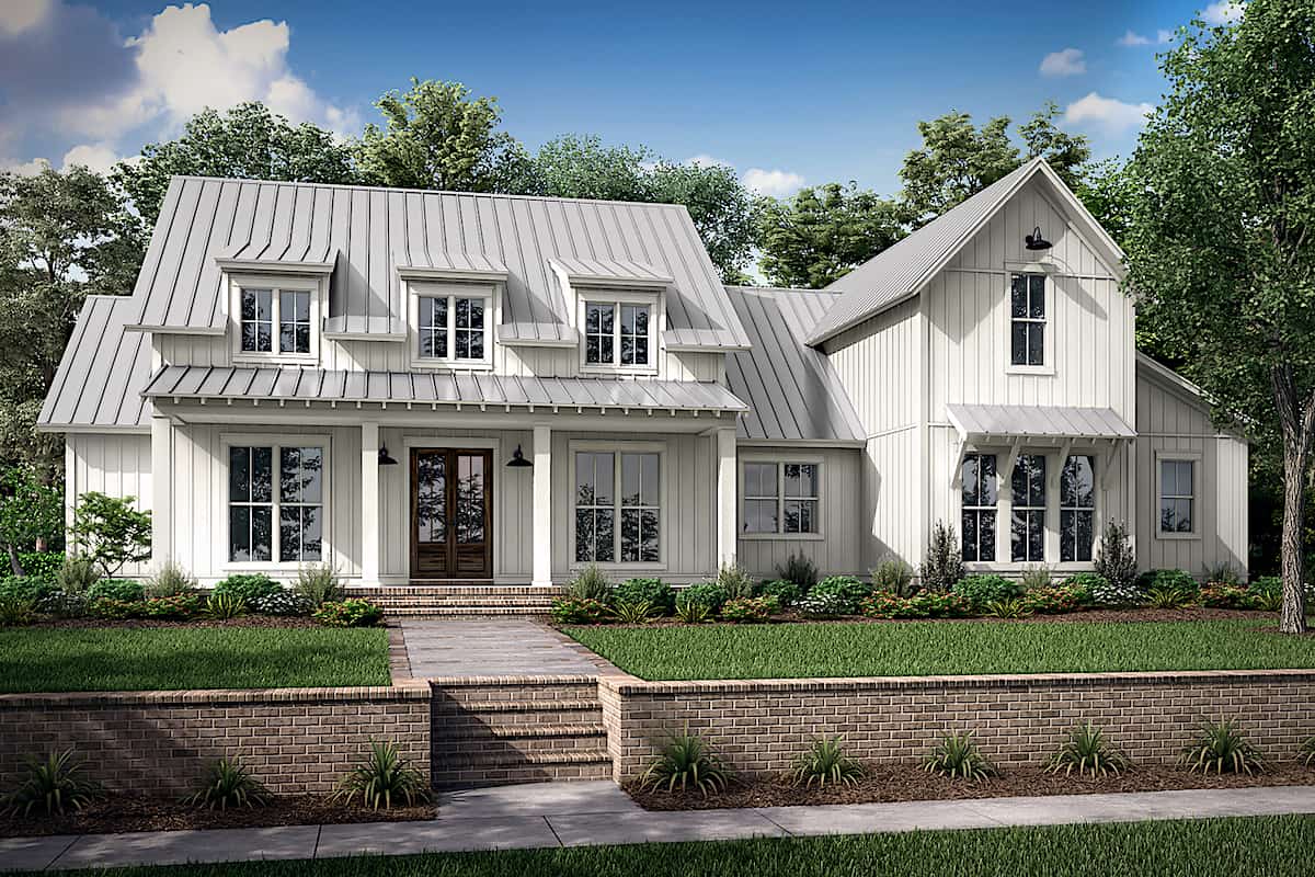 Farmhouse style home (ThePlanCollection: Plan #142-1261)