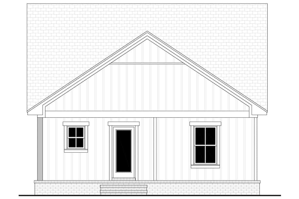 Home Plan Rear Elevation of this 2-Bedroom,1252 Sq Ft Plan -142-1263