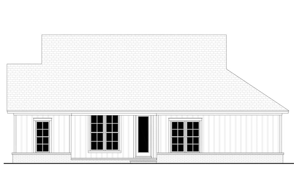 Home Plan Rear Elevation of this 3-Bedroom,1493 Sq Ft Plan -142-1264