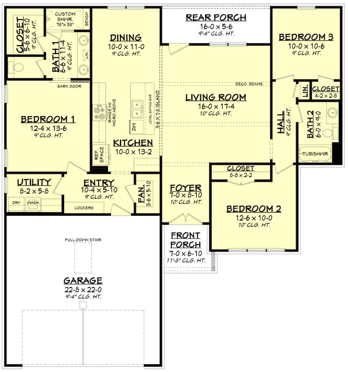 Main Level of Ranch Plan #142-1264