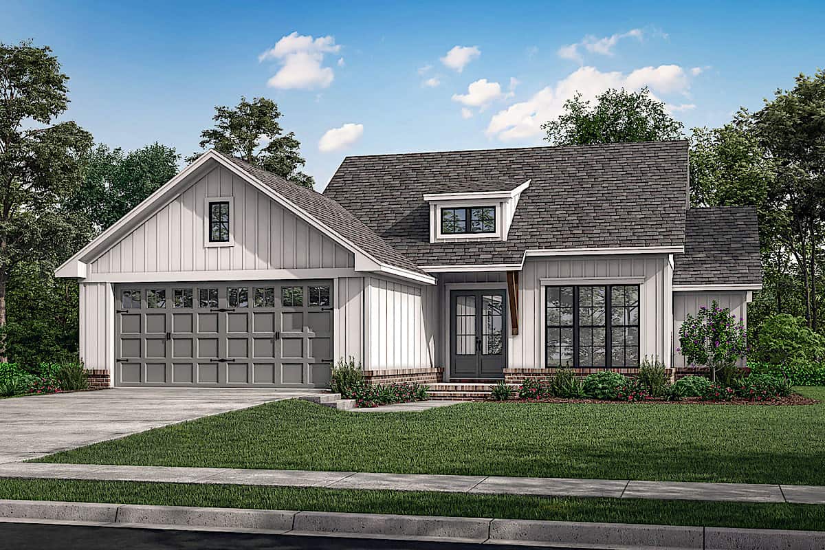 Contemporary Ranch style house (ThePlanCollection: Plan #142-1264)