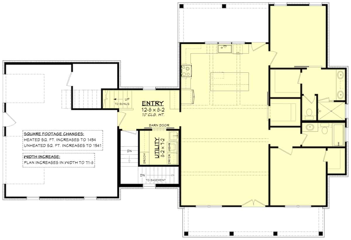 Main Level of Contemporary Plan #142-1265
