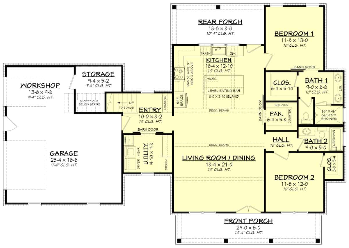 Main Level of Contemporary Plan #142-1265