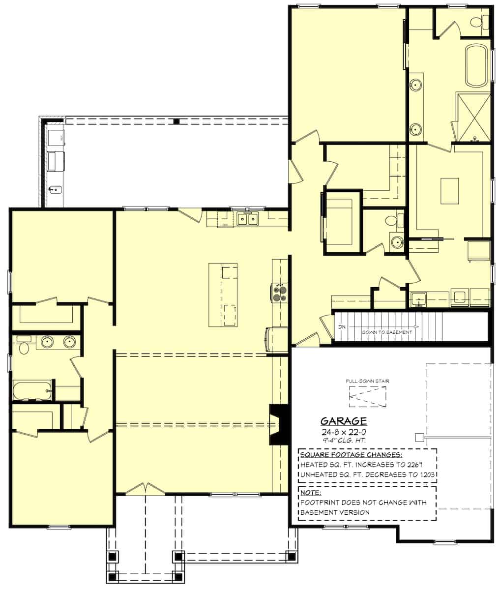 Main Level of Contemporary Plan #142-1266