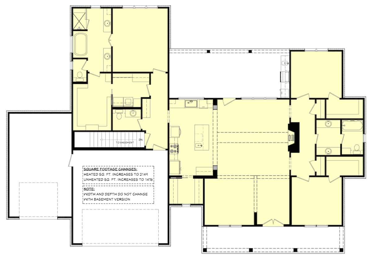 Main Level of Ranch Plan #142-1267