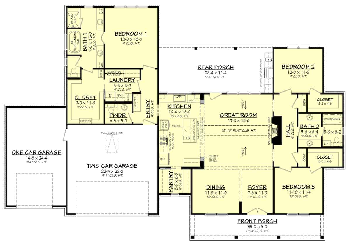 Main Level of Ranch Plan #142-1267