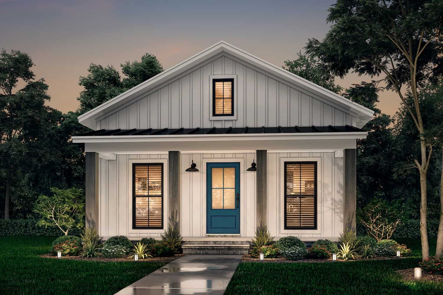 Home at Night of this 1-Bedroom, 732 Sq Ft Plan - 142-1268