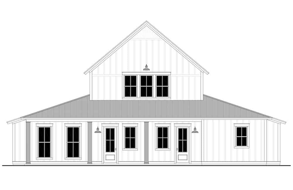 Home Plan Rear Elevation of this 4-Bedroom,2392 Sq Ft Plan -142-1269