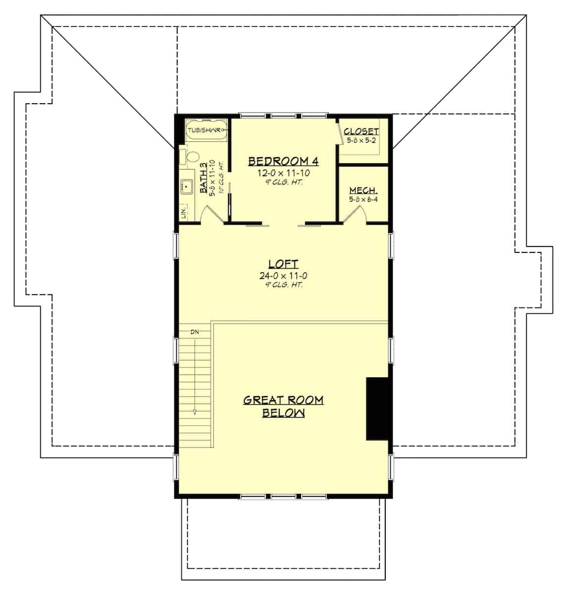 Upper Level of Farmhouse Plan #142-1269