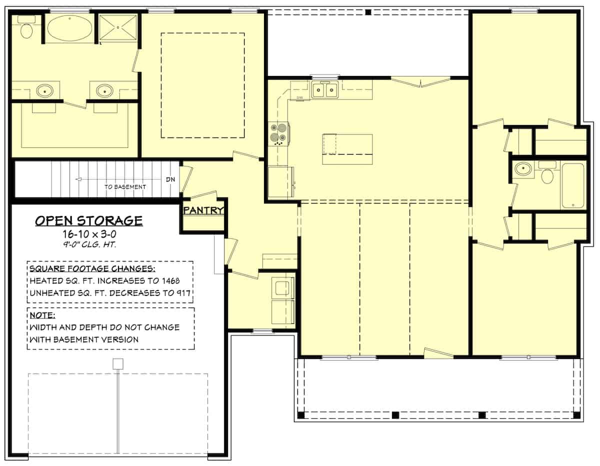 Main Level of Ranch Plan #142-1271