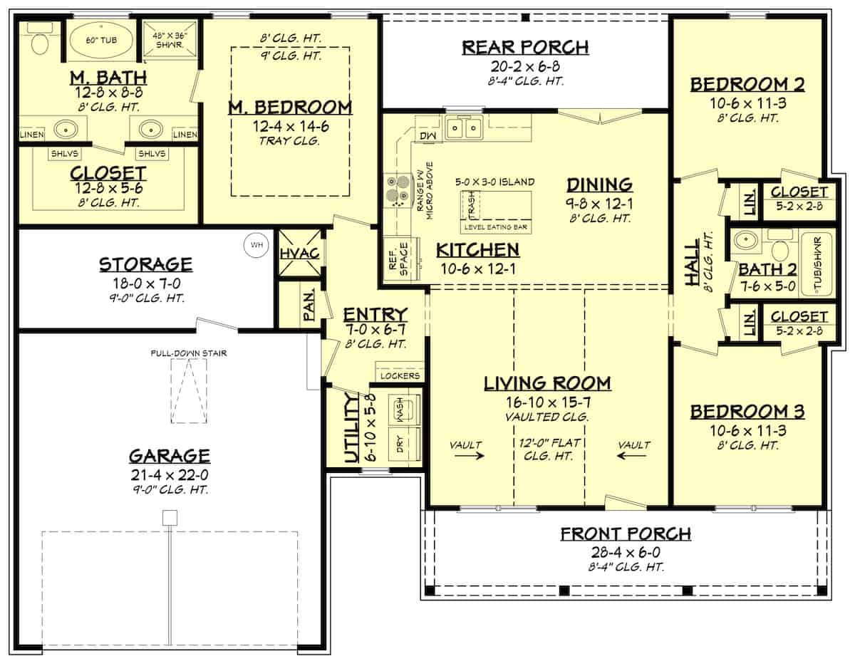 Main Level of Ranch Plan #142-1271