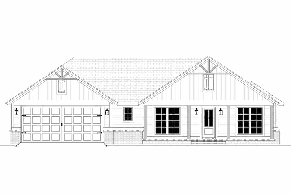 Home Plan Front Elevation of this 3-Bedroom,1459 Sq Ft Plan -142-1271