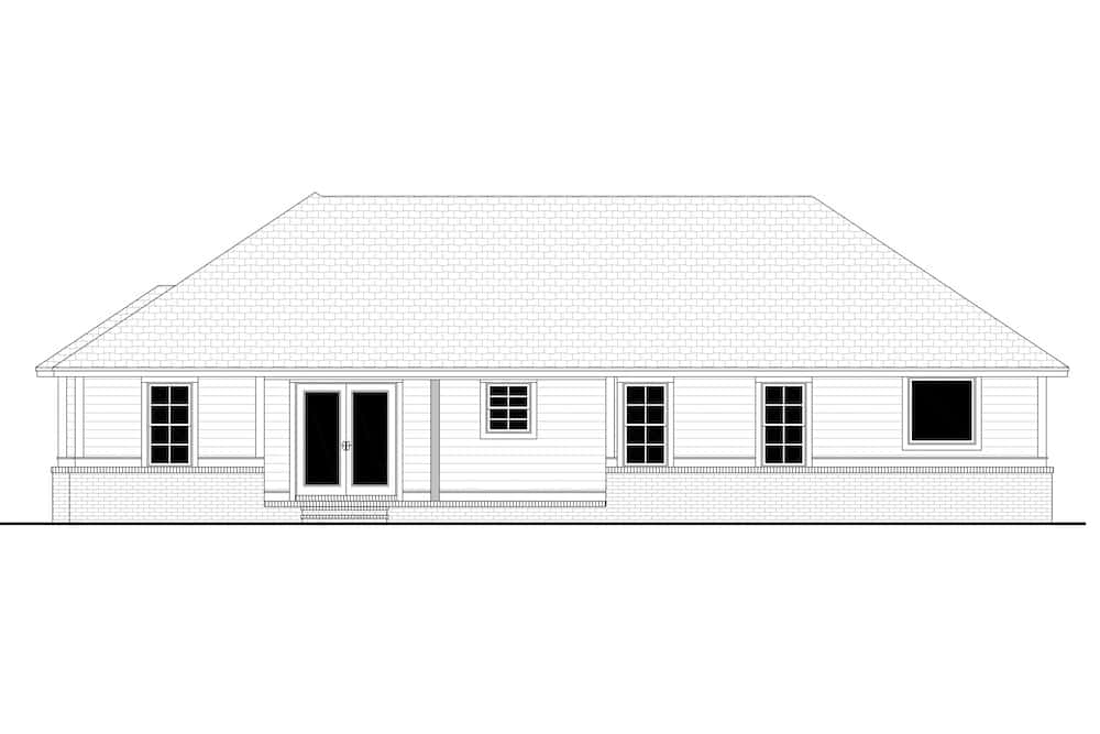 Home Plan Rear Elevation of this 3-Bedroom,1459 Sq Ft Plan -142-1271
