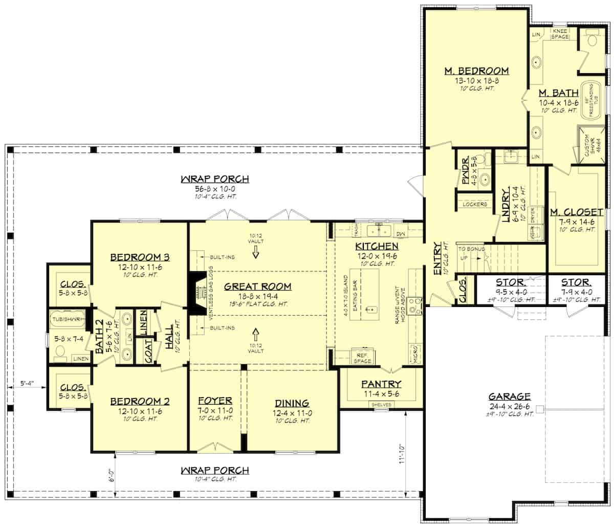 Main Level of Contemporary Plan #142-1272