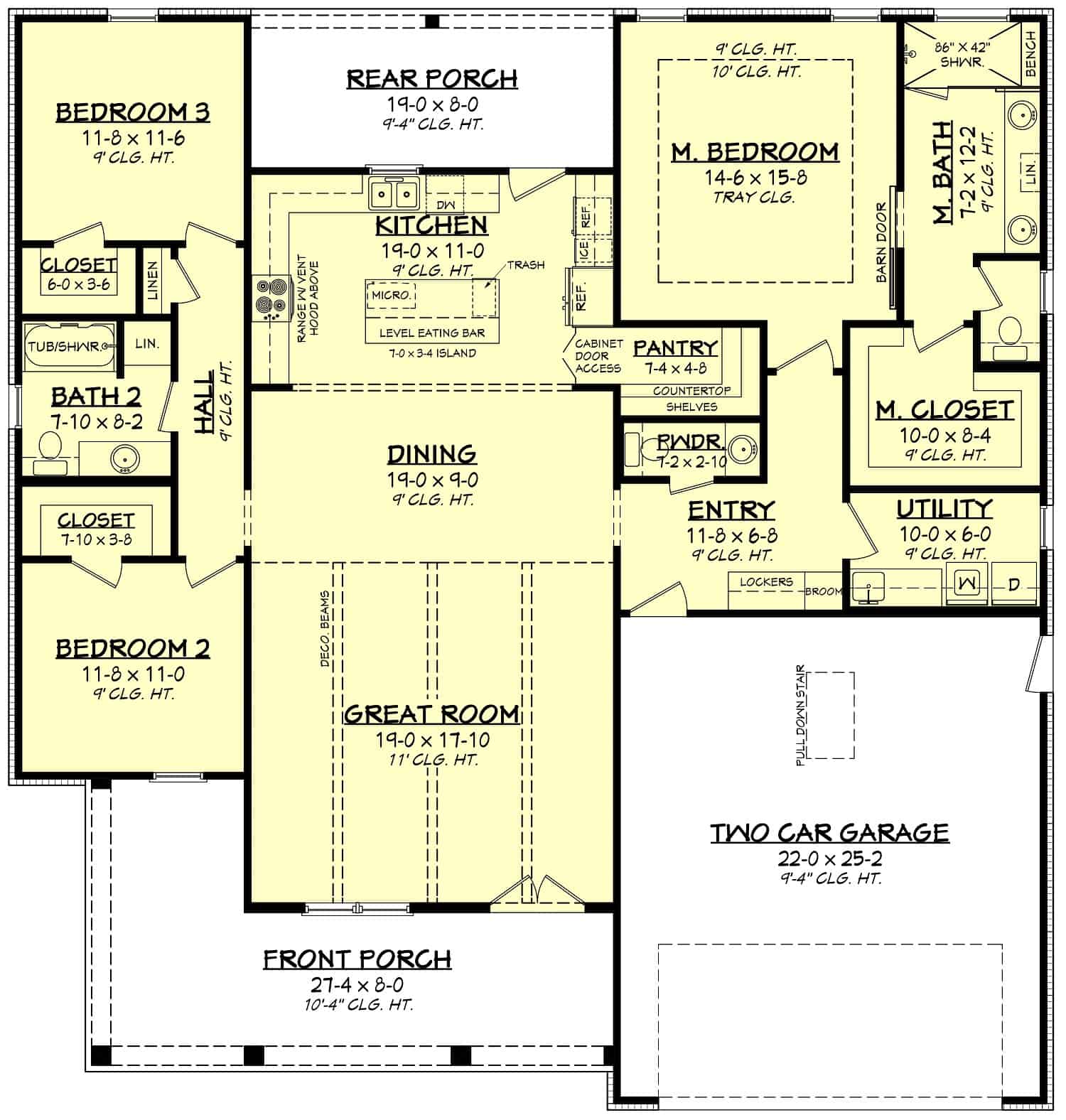 Main Level of Ranch Plan #142-1273
