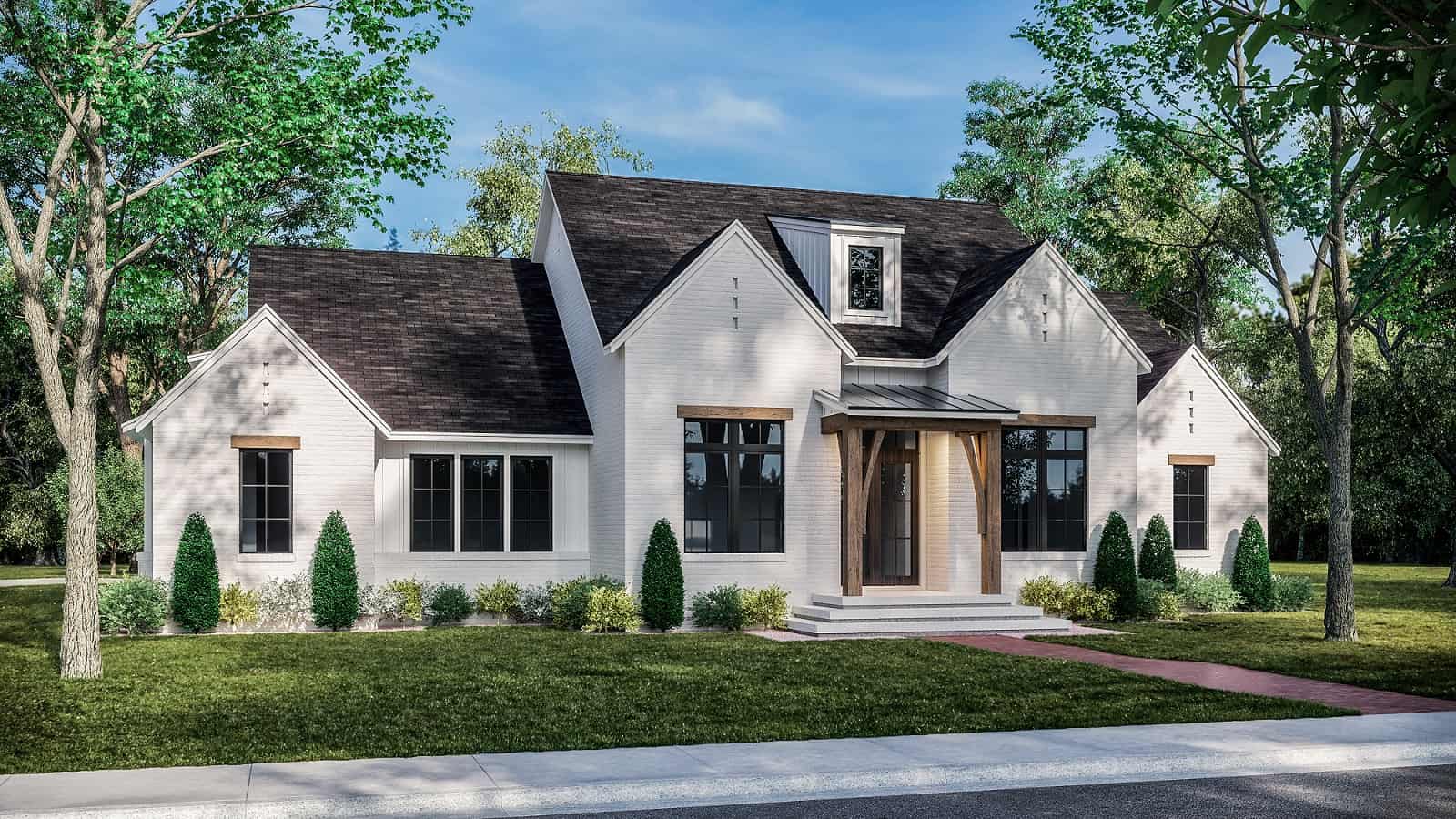 Front elevation of Ranch home (ThePlanCollection: House Plan #142-1276)