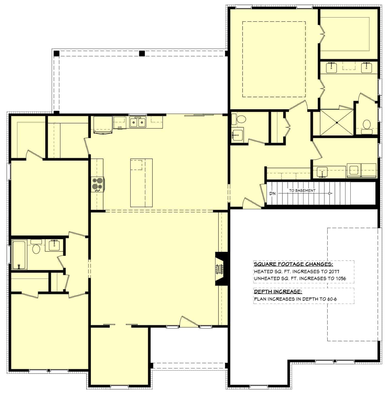 Basement of Farmhouse Plan #142-1406