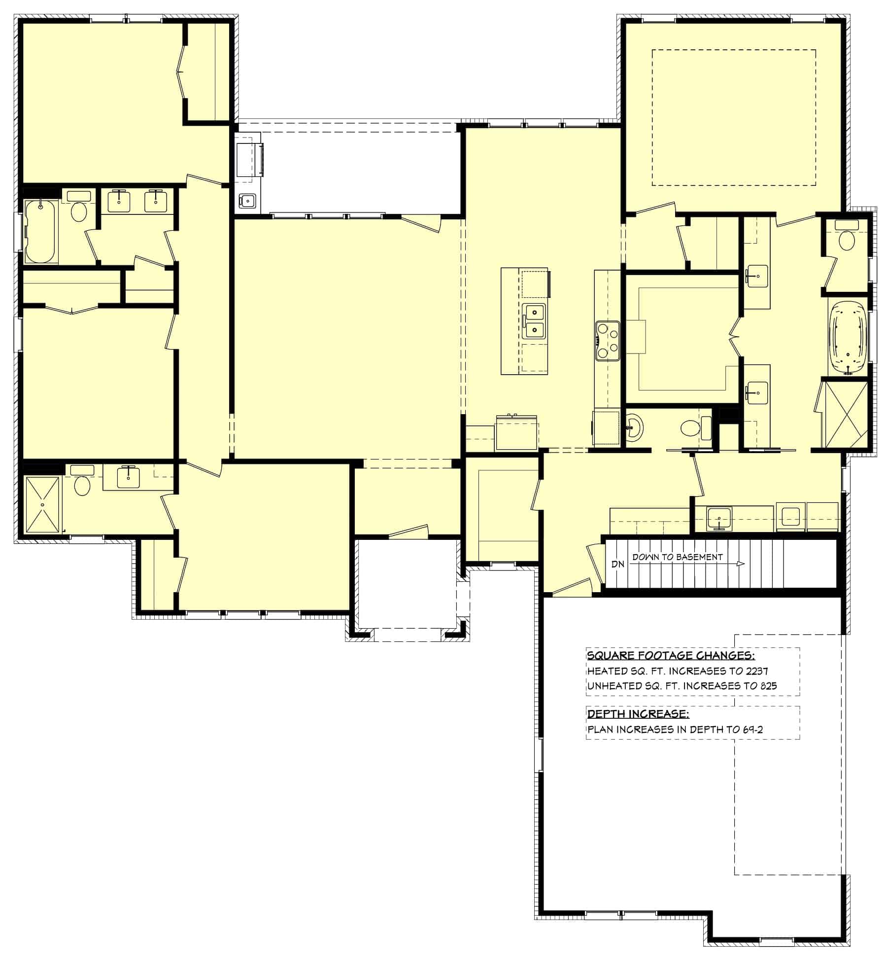Main Level of Contemporary Plan #142-1408
