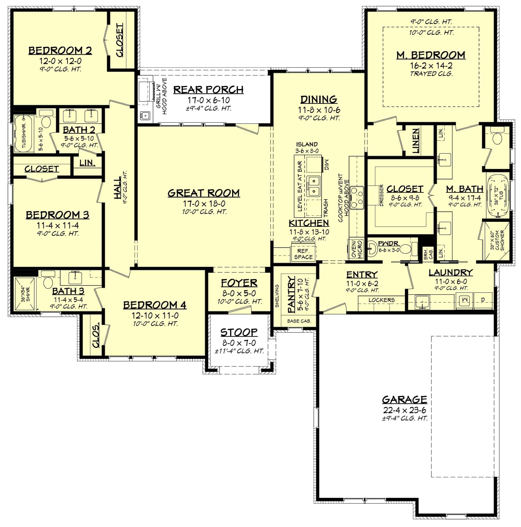 Main Level of Contemporary Plan #142-1408