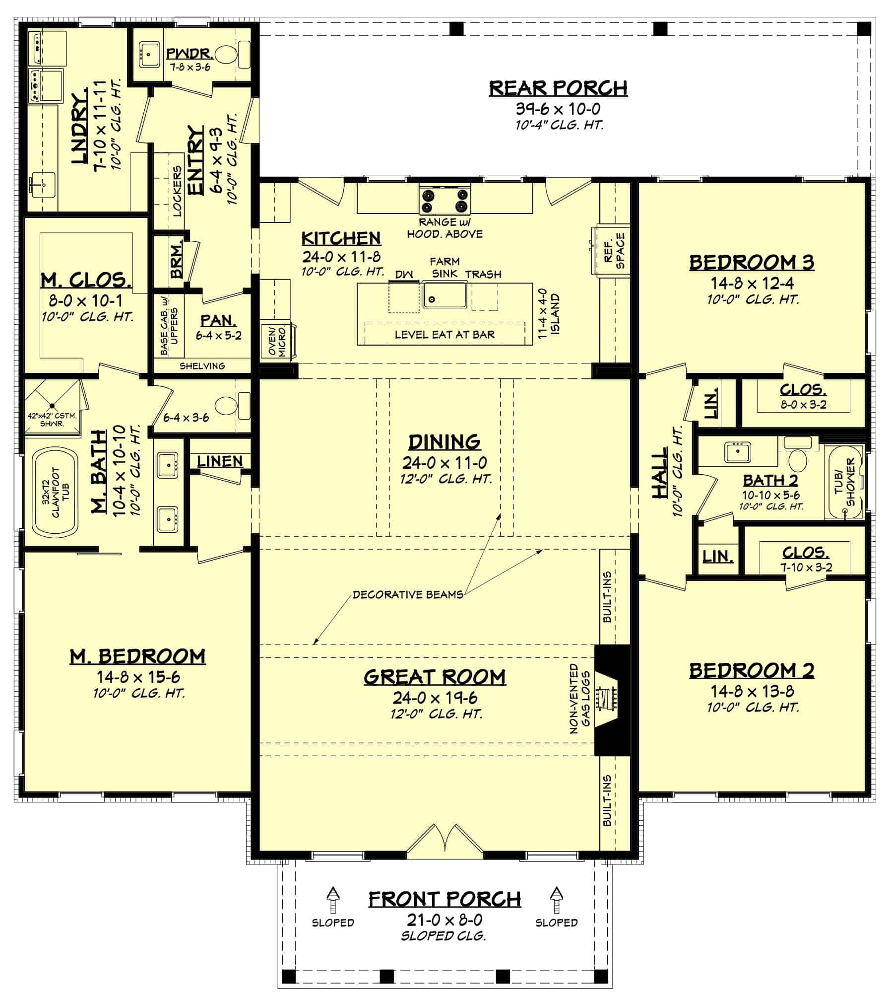 Main Level of Traditional Plan #142-1409