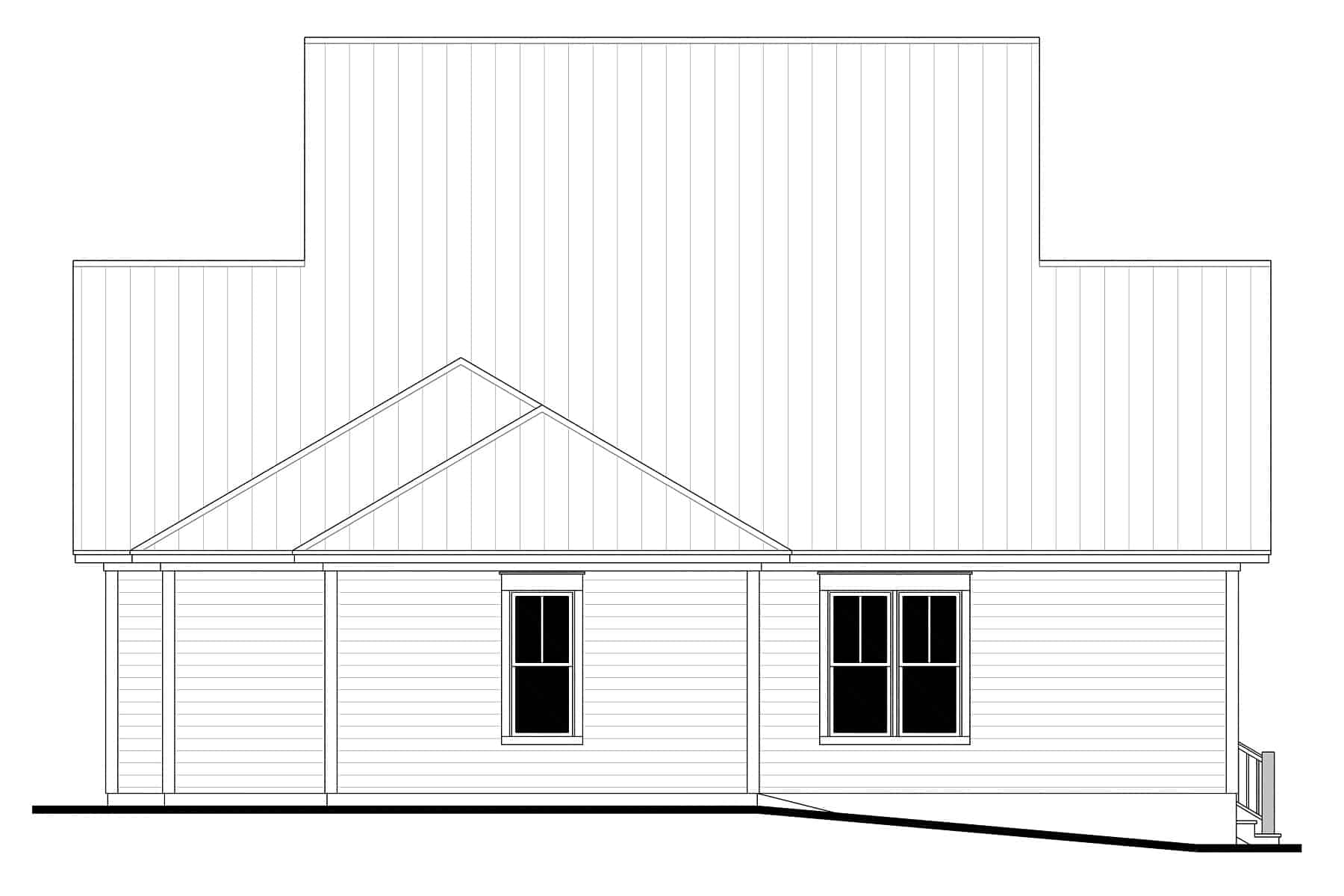 Home Plan Rear Elevation of this 3-Bedroom,2444 Sq Ft Plan -142-1413