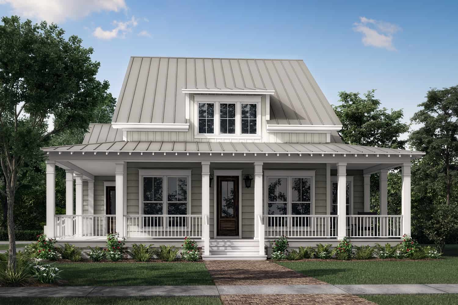 Front elevation of Ranch home (ThePlanCollection: House Plan #142-1413)