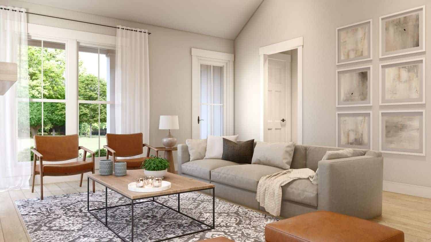 Living Room of this 2-Bedroom, 1064 Sq Ft Plan - 142-1417