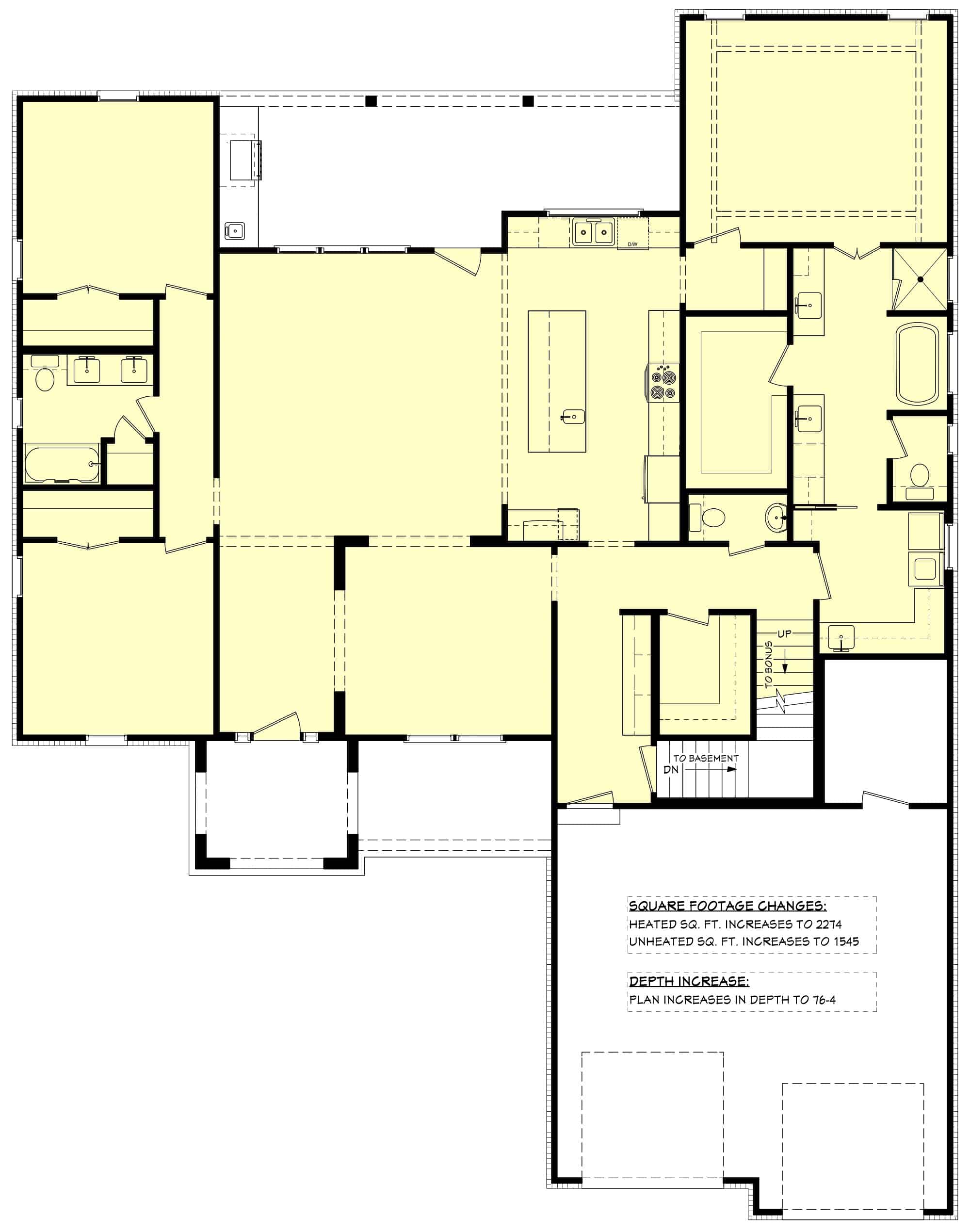Main Level of Contemporary Plan #142-1421