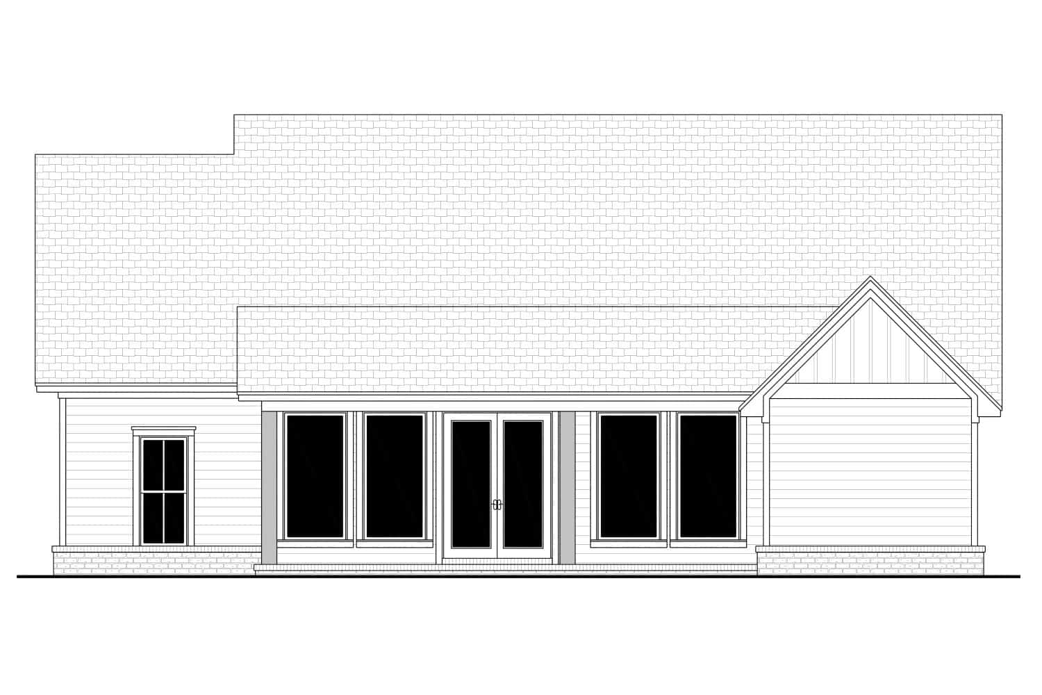 Home Plan Rear Elevation of this 3-Bedroom,1828 Sq Ft Plan -142-1422