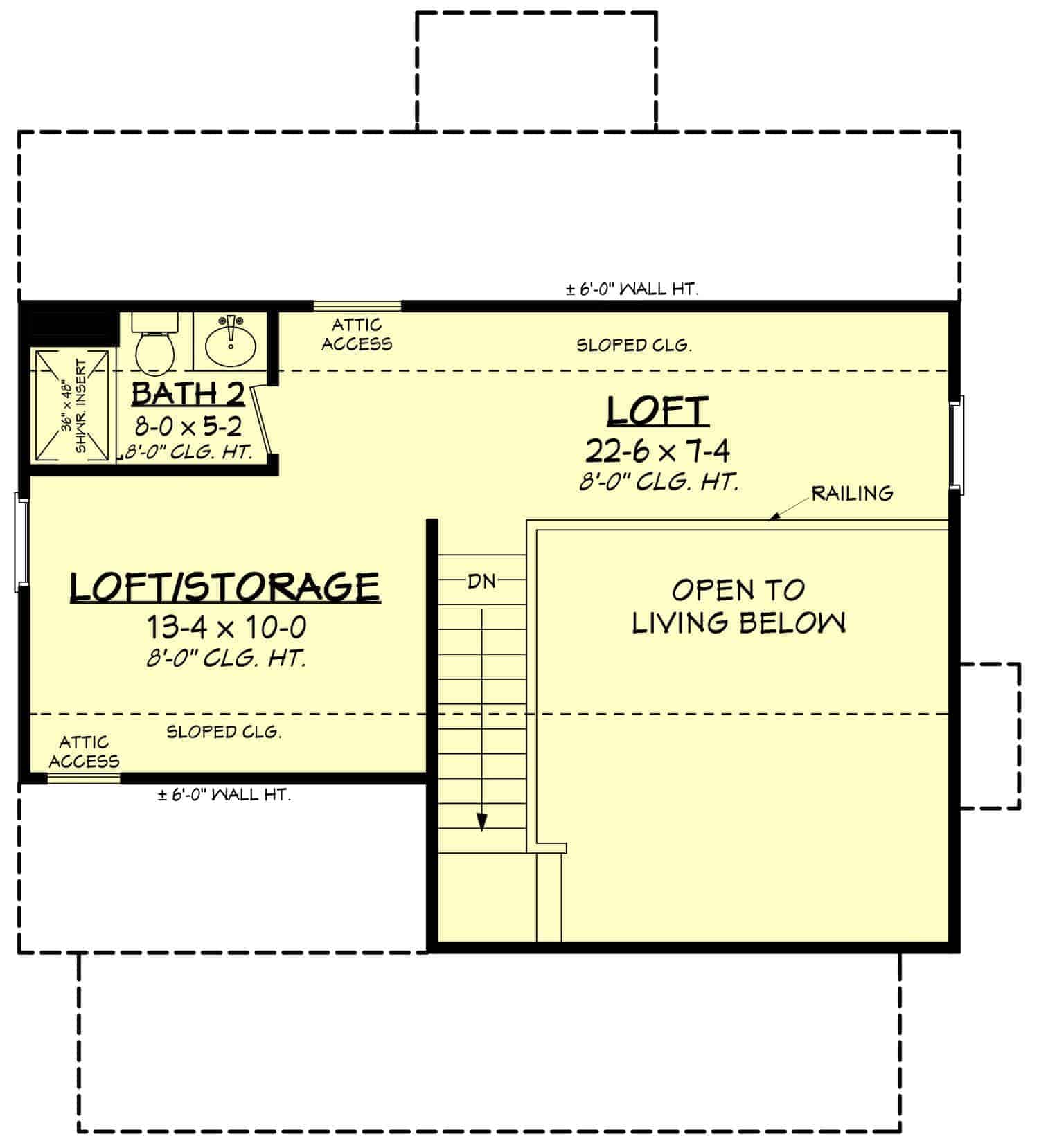 Upper Level Loft of Farmhouse Plan #142-1423
