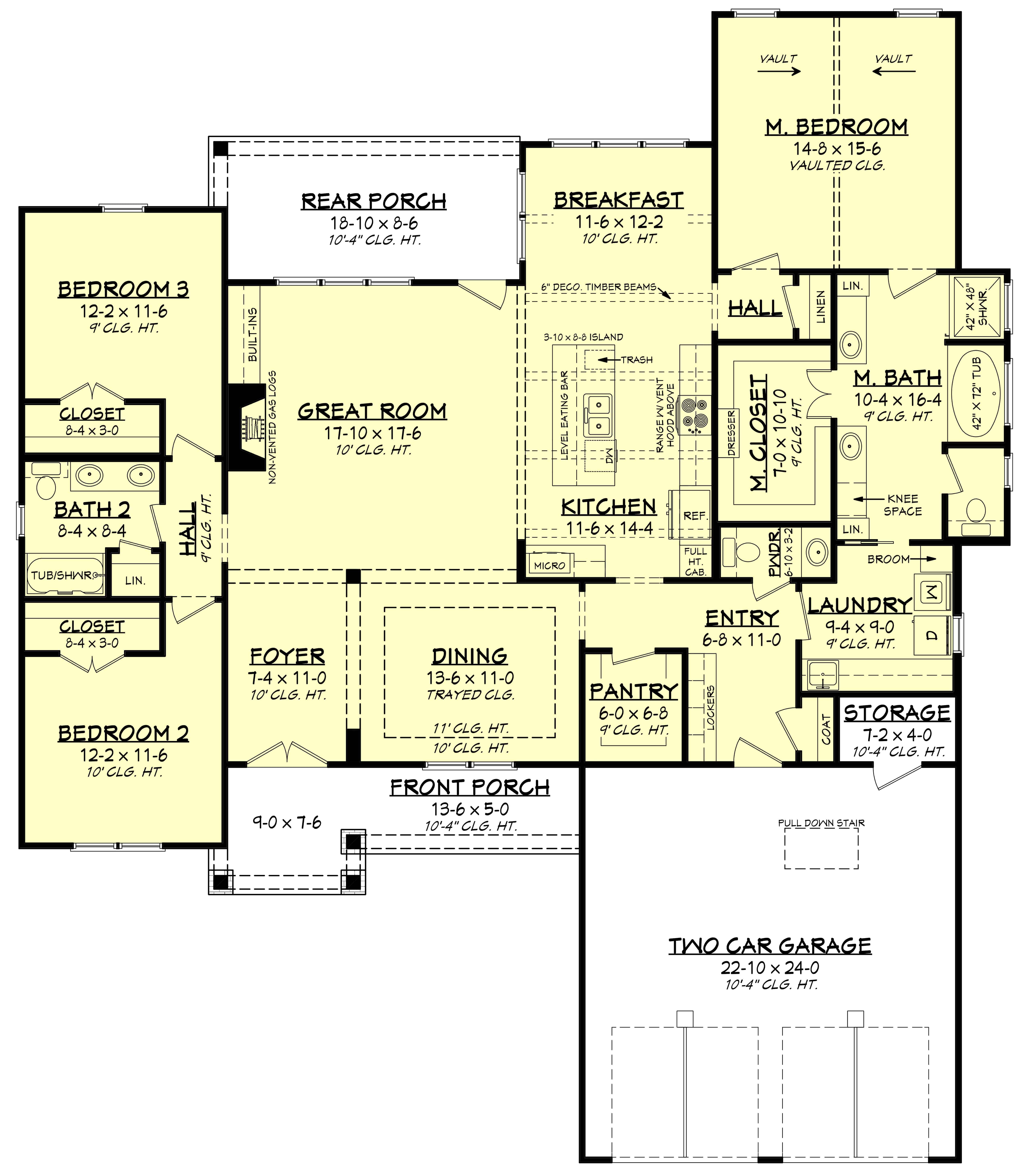 Main Level of Traditional Plan #142-1425