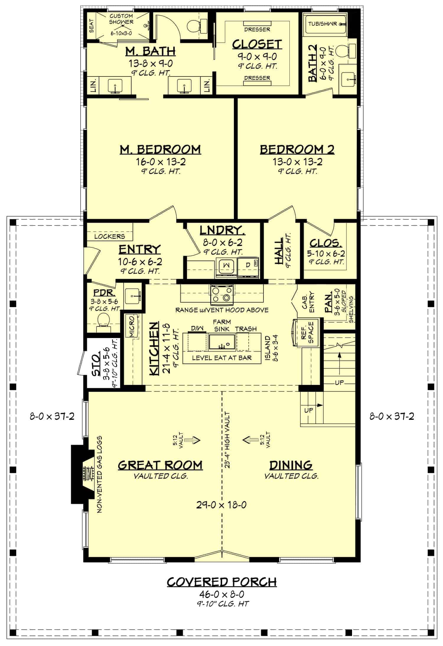 Main Level of Modern Farmhouse Plan #142-1426