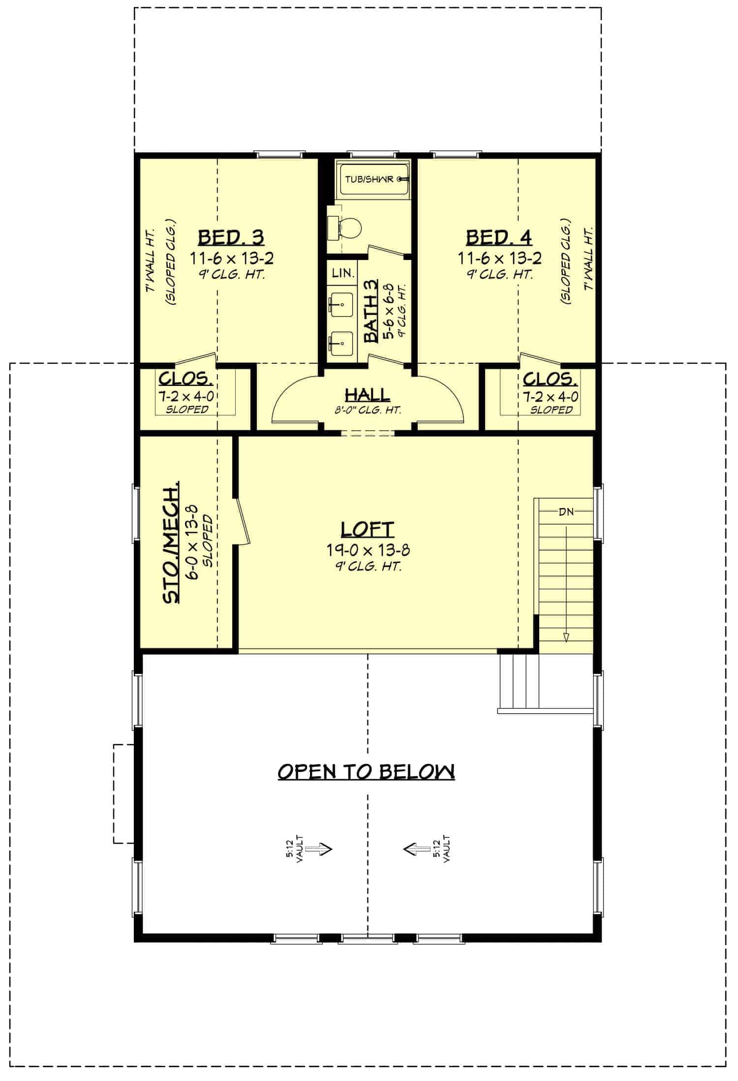 Upper Level Loft of Modern Farmhouse Plan #142-1426