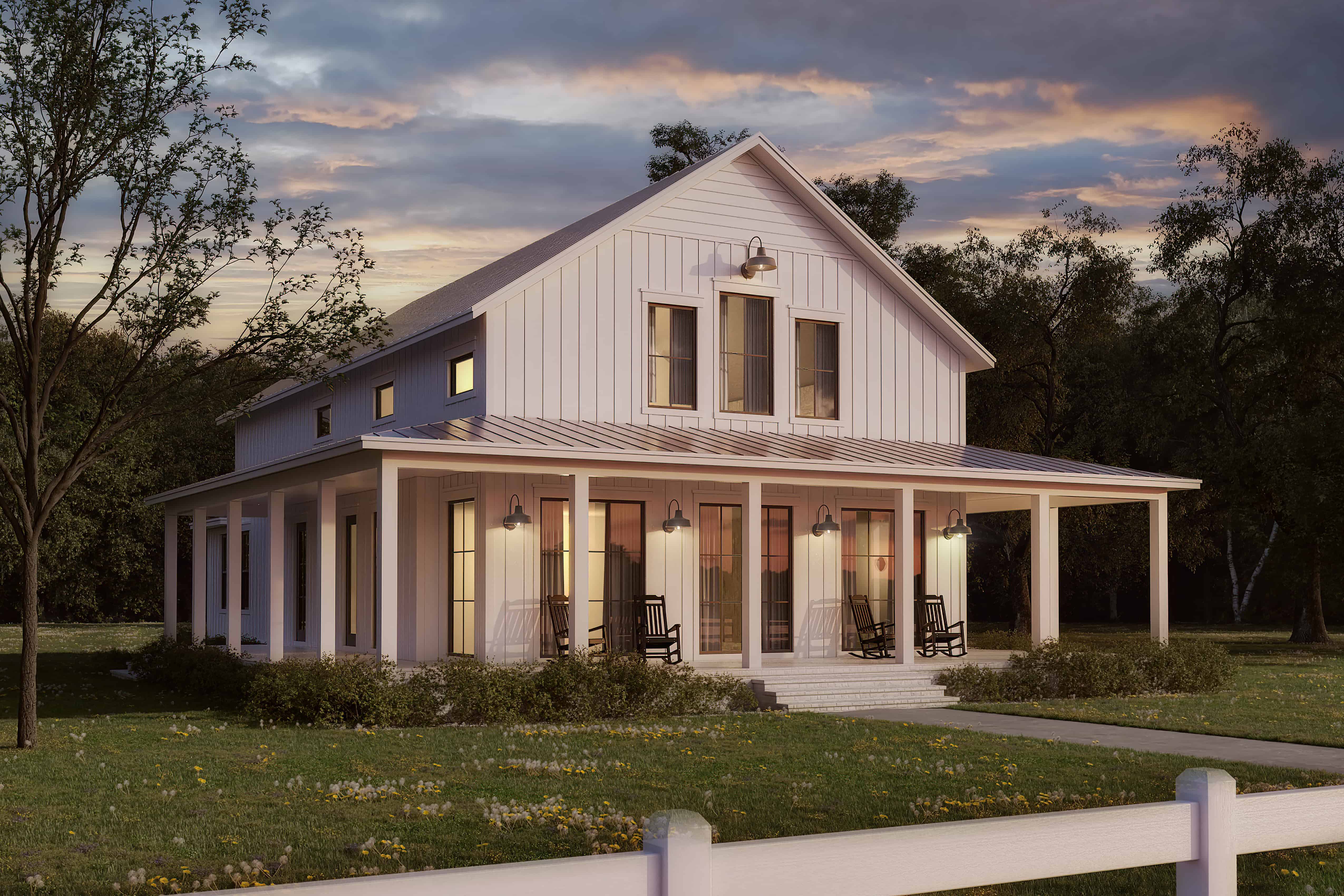 Front elevation of Farmhouse home (ThePlanCollection: House Plan #142-1426)