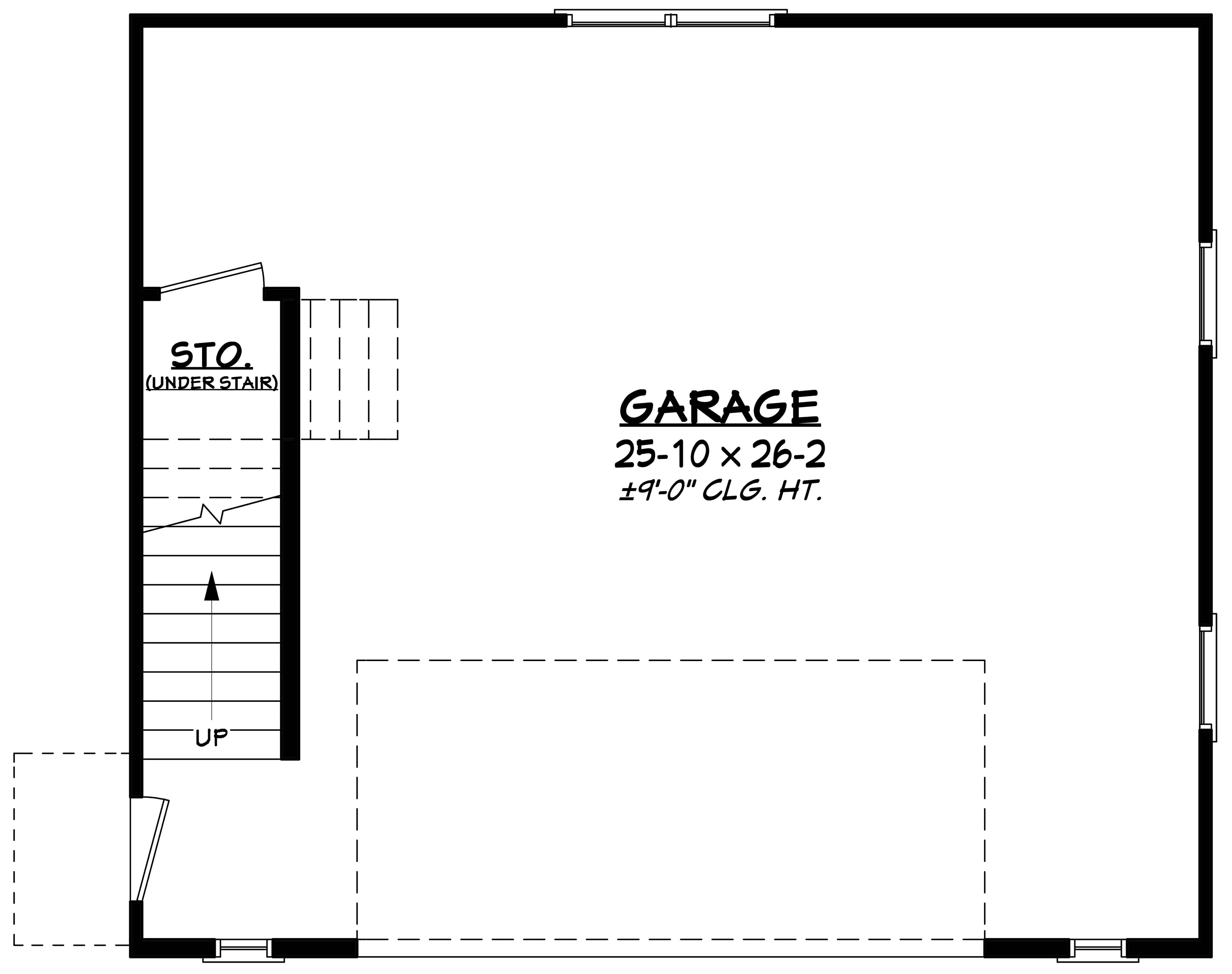Garage Main Level of Farmhouse Plan #142-1427