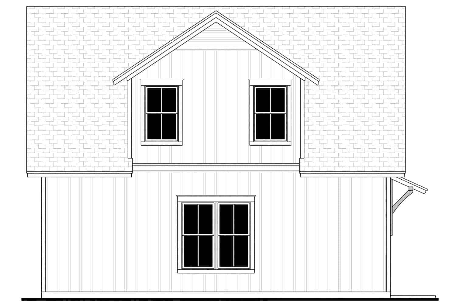 Home Plan Rear Elevation of this 1-Bedroom,525 Sq Ft Plan -142-1427