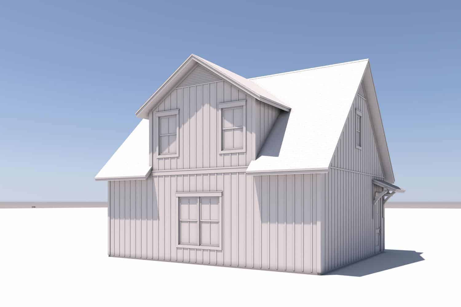 Home Plan Rear Elevation of this 1-Bedroom,525 Sq Ft Plan -142-1427